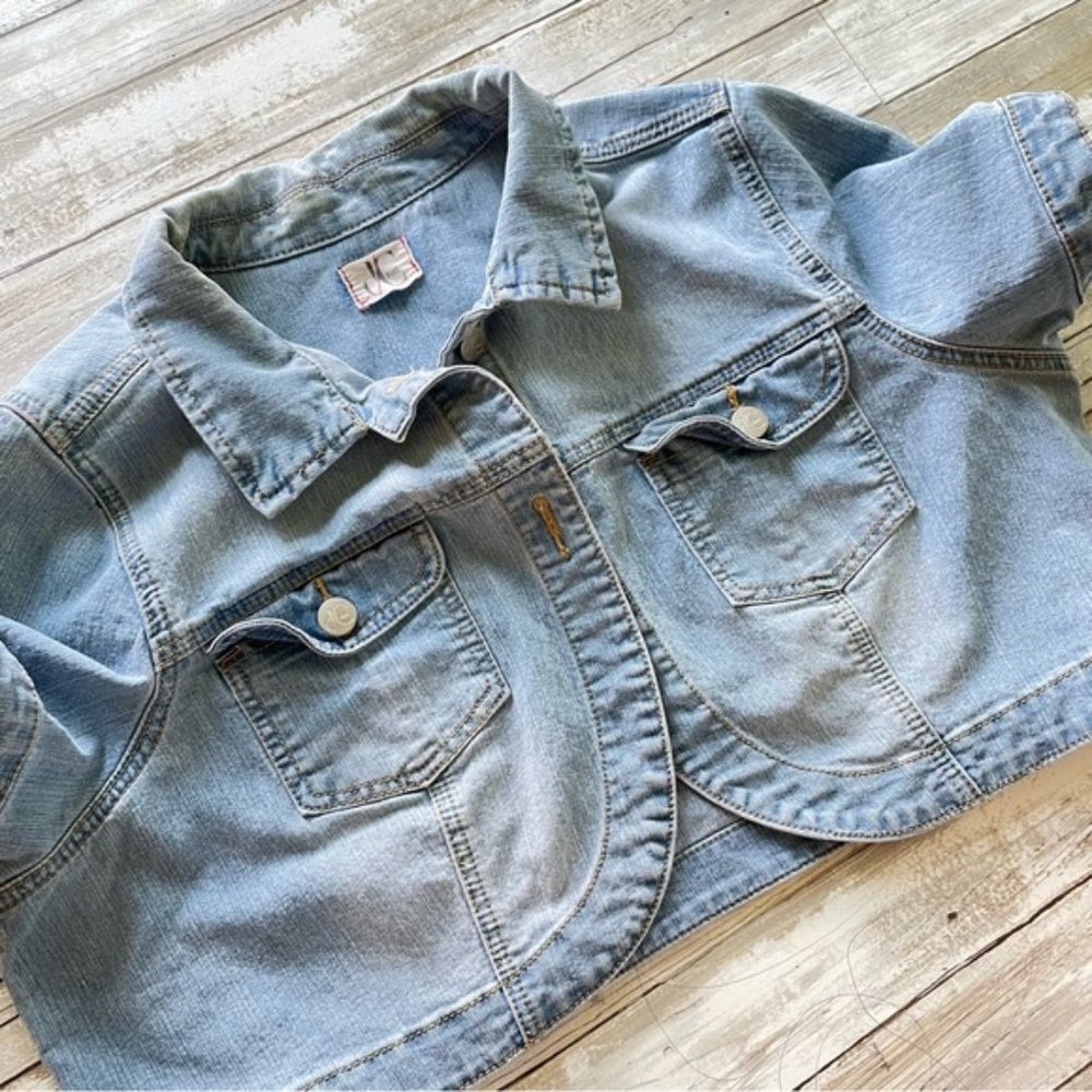 Calvin Klein Cropped Short Sleeve Denim Jacket size 1X